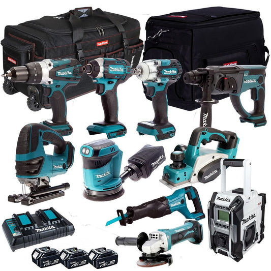 Makita 18V 10 Piece Power Tool Kit with 3 x 5.0Ah Battery & Charger T4TKIT-12998