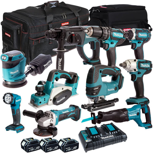 Makita 18V 10 Piece Piece Power Tool Kit with 3 x 5.0Ah Battery & Charger T4TKIT-260